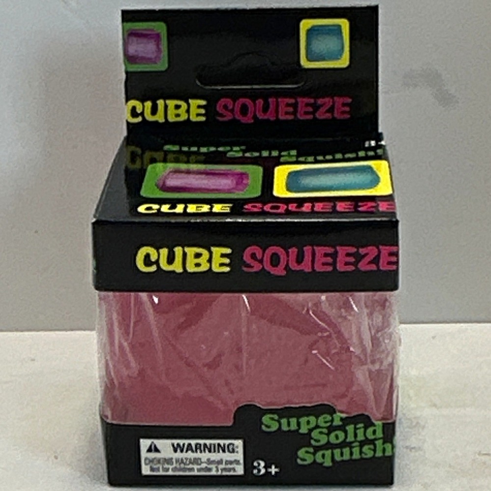 Cube Squeeze Ball Unisex 3in Pink New Solid Foam Stress Relief Squish Toy